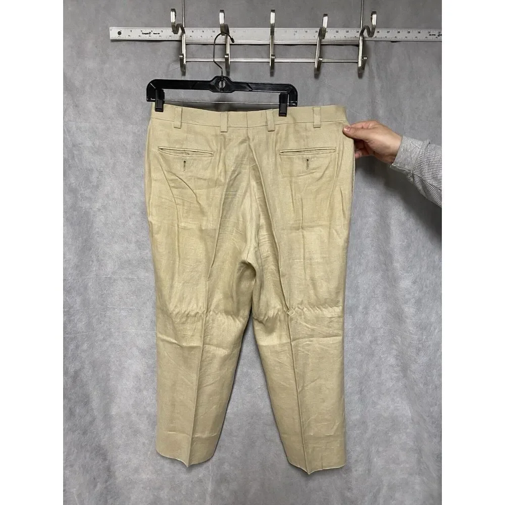 Calvin Klein Pants 36 X 25.5‎ Beige Linen Slacks Chino Casual Hybrid Golf Beach